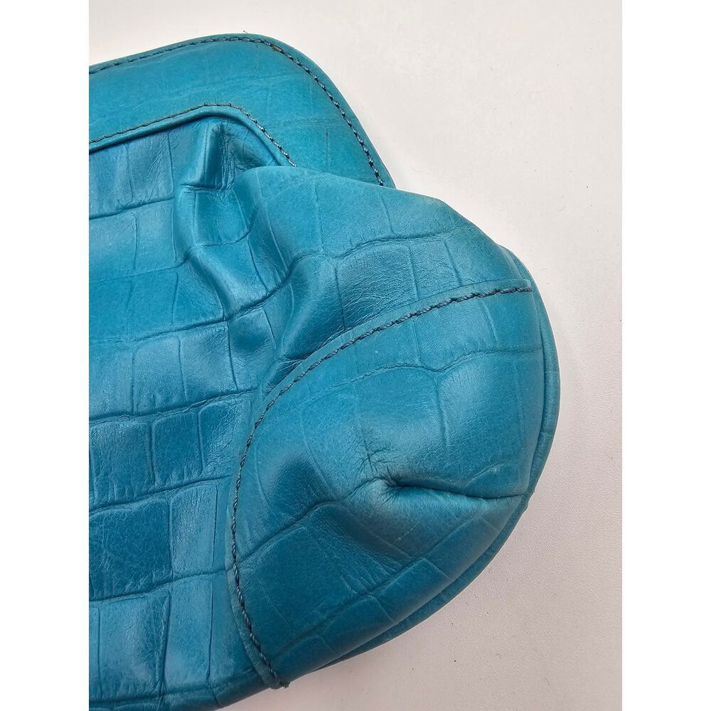 Maxx New York Blue Genuine Cow Embossed Leather Clutch - Picture 8 of 16